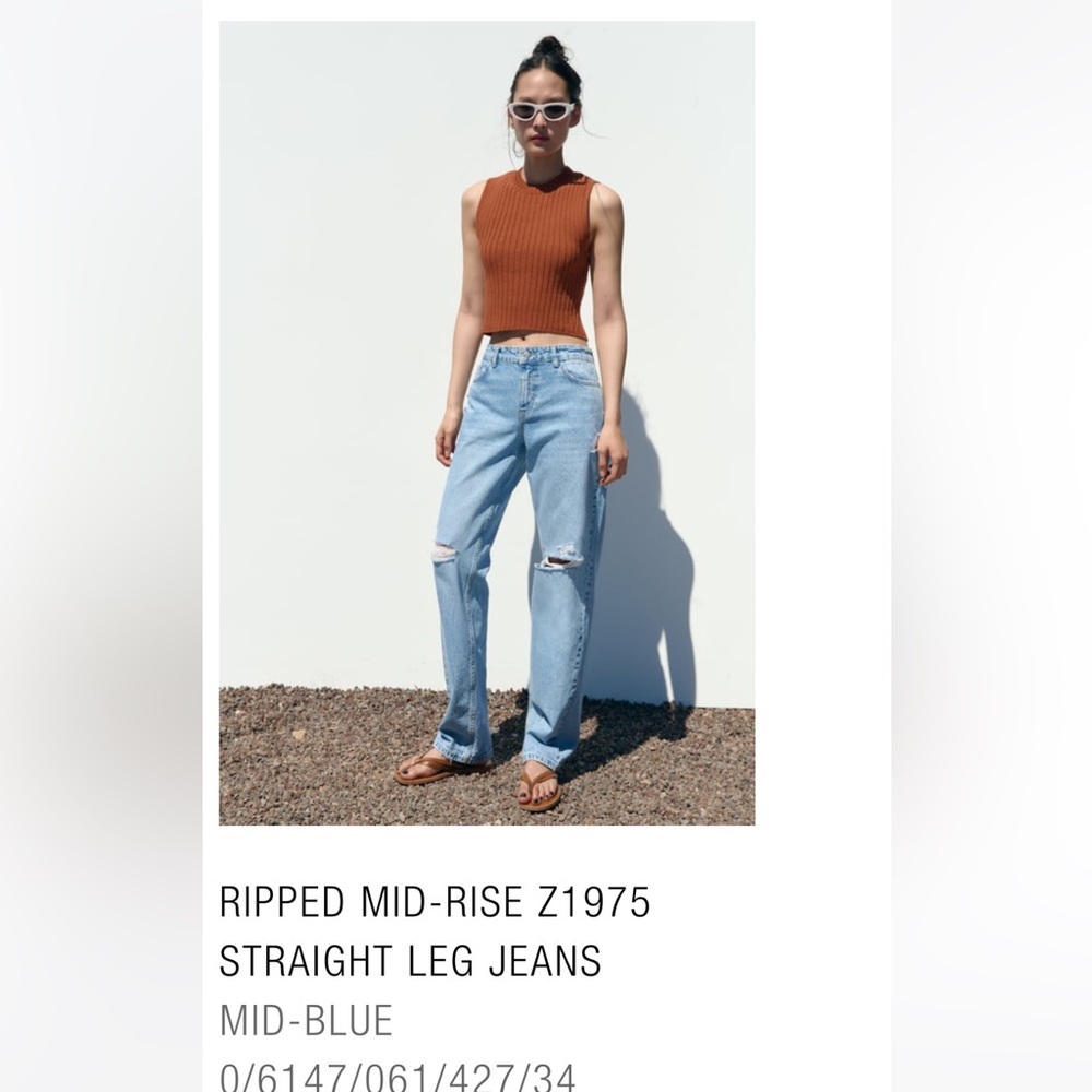 ZARA Mid-Rise Straight Leg Jeans